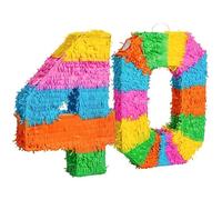 Fax Potato 40th Birthday Piñata Set with Pink Stick & Blindfold - Multicoloured Fillable Birthday Party Decoration, Sweet Holder Game, Kids & Adults Celebration Supplies, Wedding, Anniversary