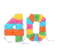 Fax Potato 40th Birthday Pop-Out Piñata with Blindfold - Fillable Colorful Rainbow Pinata Lightweight Cardboard Party Decoration Pack Game Set for Birthdays, Anniversary