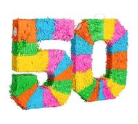 Fax Potato 50th Birthday Pinata Set with Stick & Blindfold - Pink Stick - Mexican Kids Girls Boys Birthday Large Party Parties Games Decorations Kit