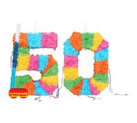 Fax Potato 50th Birthday Pinata Set with Stick & Blindfold - Blue Stick Fax Potato Multicolor