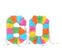 Fax Potato 60th Birthday Pop-Out Piñata with Stick & Blindfold - Multi Stick - Fillable Colorful Rainbow Pinata Lightweight Cardboard Party Decoration Pack Game Set for Birthdays, Anniversary
