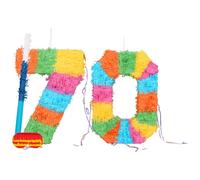 Fax Potato 70th Birthday Piñata Set with Blue Stick & Blindfold - Multicoloured Fillable Birthday Party Decoration, Sweet Holder Game, Kids & Adults Celebration Supplies, Wedding, Anniversary