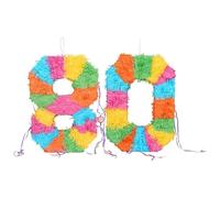 Fax Potato 80th Birthday Piñata Set with Blue Stick & Blindfold - Multicoloured Fillable Birthday Party Decoration, Sweet Holder Game, Kids & Adults Celebration Supplies, Wedding, Anniversary