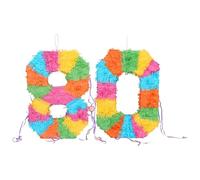 Fax Potato 80th Birthday Pop-Out Piñata with Stick & Blindfold - Multi Stick - Fillable Colorful Rainbow Pinata Lightweight Cardboard Party Decoration Pack Game Set for Birthdays, Anniversary
