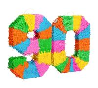 Fax Potato 90th Birthday Piñata Set with Pink Stick & Blindfold - Multicoloured Fillable Birthday Party Decoration, Sweet Holder Game, Kids & Adults Celebration Supplies, Wedding, Anniversary