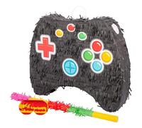 Fax Potato Game Controller Pinata, Rainbow Stick Buster Stick and Blindfold Set (W50 x D10 x H41cm) Fill Your Own Kids Party Supplies Themed Birthday Fun Decoration Pinata for Kids Parties & Games