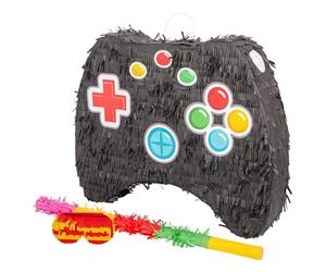 Fax Potato Game Controller Pinata, Rainbow Stick Buster Stick and Blindfold Set (W50 x D10 x H41cm) Fill Your Own Kids Party Supplies Themed Birthday Fun Decoration Pinata for Kids Parties & Games