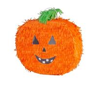 Fax Potato Halloween Pumpkin Pinata with Blindfold - Orange Pumpkin Scary Jack-o-Lantern Halloween Pinata Trick or Treat Birthday Celebration Hanging Party Decoration Creepy Easy to Fill