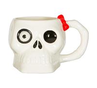 Fax Potato Halloween Skull Mug - 750ml Stoneware Spooky Coffee Cup in White Fax Potato White