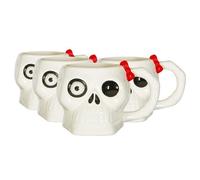 Fax Potato Halloween Skull Mugs - Pack of 4, 750ml Stoneware Cups in White Fax Potato White