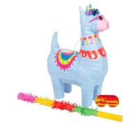 Fax Potato Llama Pinata, Rainbow Buster Stick and Blindfold Set (W35 x D12 x H50cm) Fill Your Own Kids Large Party Supplies Themed Birthday Fun Decoration Pinata for Kids Parties & Games