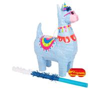 Fax Potato Llama Pinata, Blue Buster Stick and Blindfold Set (W35 x D12 x H50cm) Fill Your Own Kids Large Party Supplies Themed Birthday Fun Decoration Pinata for Kids Parties & Games