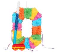 Fax Potato Number 0 Pinata Set with Stick & Blindfold - Blue Stick - Mexican Kids Girls Boys Birthday Large Party Parties Games Decorations Kit
