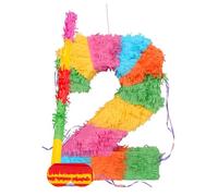 Fax Potato Number 2 Pop-Out Piñata with Stick & Blindfold - Rainbow Stick - Fillable Colorful Rainbow Pinata Lightweight Cardboard Party Decoration Pack Game Set for Birthdays, Anniversary