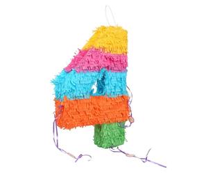 Fax Potato Number 4 Pinata | Party Accessory Decoration | 35 x 7.5 x 50cm - Green, Red, Yellow