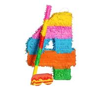 Fax Potato Number 4 Pinata Set with Stick & Blindfold | Cardboard, Green/Red/Yellow, 35 x 7.5 x 50cm