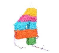 Fax Potato Number 4 Pop-Out Piñata Fillable Colorful Rainbow Pinata Lightweight Cardboard Party Decoration Pack Game Set for Birthdays, Anniversary