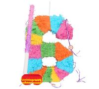 Fax Potato Number 6 Pinata Set with Stick & Blindfold - Pink Stick - Mexican Kids Girls Boys Birthday Large Party Parties Games Decorations Kit