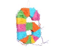 Fax Potato Number 6 Pop-Out Piñata Fillable Colorful Rainbow Pinata Lightweight Cardboard Party Decoration Pack Game Set for Birthdays, Anniversary