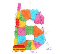 Fax Potato Number 6 Pop-Out Piñata with Stick & Blindfold - Rainbow Stick - Fillable Colorful Rainbow Pinata Lightweight Cardboard Party Decoration Pack Game Set for Birthdays, Anniversary