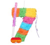 Fax Potato Number 7 Pinata Set with Stick & Blindfold - Pink Stick Fax Potato Multicolor