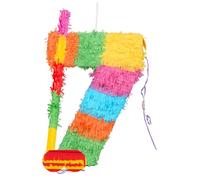 Fax Potato Number 7 Pop-Out Piñata with Stick & Blindfold - Multi Stick - Fillable Colorful Rainbow Pinata Lightweight Cardboard Party Decoration Pack Game Set for Birthdays, Anniversary