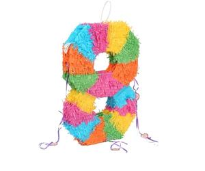 Fax Potato Number 8 Piñata - 50cm Multicoloured, Fillable Birthday Party Decoration, Sweet Holder Game, Kids & Adults Celebration Supplies, Wedding, Anniversary, Carnival, Party Game