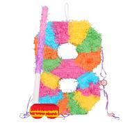 Fax Potato Number 8 Pinata Set with Stick & Blindfold - Pink Stick - Mexican Kids Girls Boys Birthday Large Party Parties Games Decorations Kit