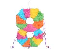 Fax Potato Number 8 Pinata Set with Stick & Blindfold - Pink Stick - Mexican Kids Girls Boys Birthday Large Party Parties Games Decorations Kit