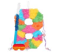 Fax Potato Number 8 Pinata Set with Stick & Blindfold - Blue Stick - Mexican Kids Girls Boys Birthday Large Party Parties Games Decorations Kit