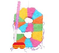 Fax Potato Number 9 Pinata Set with Stick & Blindfold - Pink Stick - Mexican Kids Girls Boys Birthday Large Party Parties Games Decorations Kit