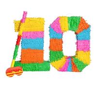 Fax Potato Pinata Set with Stick & Blindfold - 10th Birthday/Anniversary - Rainbow