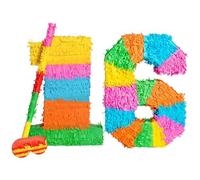 Fax Potato Pinata Set with Stick & Blindfold - 16th Birthday/Anniversary - Rainbow