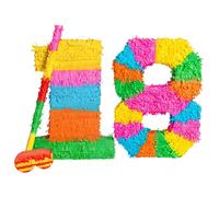 Fax Potato Pinata Set with Stick & Blindfold - 18th Birthday / Anniversary - Rainbow, Multi