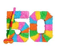Fax Potato Pinata Set with Stick & Blindfold 50th Birthday / Anniversary Rainbow Fax Potato Multicolor