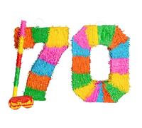 Fax Potato Pinata Set with Stick & Blindfold - 70th Birthday/Anniversary - Rainbow