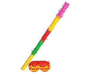 Fax Potato Pinata Stick & Blindfold Set - Multicolour - Mexican Kids Girls Boys Birthday Party Parties Games Decorations Kit