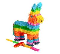 Fax Potato Pinatas Donkey Cardboard Pinata, Stick & Blindfold Set Multi Fax Potato Multicolor