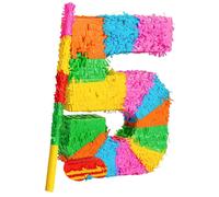 Fax Potato Pinatas Number 5 Cardboard Pinata, Stick & Blindfold Set Multi Fax Potato Multicolor