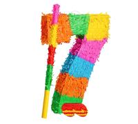 Fax Potato Pinatas Number 7 Cardboard Pinata, Stick & Blindfold Set Multi Fax Potato Multicolor