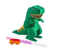 Fax Potato Rex the Dinosaur Pinata, Pink Buster Stick and Blindfold Set (W40 x D13 x H55cm) Fill Your Own Kids Large Party Supplies Themed Birthday Accessory Fun Decoration Pinata for Kids Parties