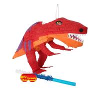Fax Potato T Rex Pinata, Blue Buster Stick and Blindfold Set (W59 x D22 x H30cm) Fill Your Own Kids Large Party Supplies Themed Birthday Fun Decoration Pinata for Kids Parties & Games