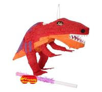 Fax Potato T Rex Pinata, Pink Buster Stick and Blindfold Set (W59 x D22 x H30cm) Fill Your Own Kids Large Party Supplies Themed Birthday Fun Decoration Pinata for Kids Parties & Games
