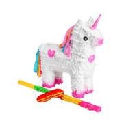 Fax Potato Unicorn Pinata, Rainbow Buster Stick and Blindfold Set (W43 x D13 x H55cm) Fill Your Own Kids Large Party Supplies Themed Birthday Fun Decoration Pinata for Kids Parties & Games