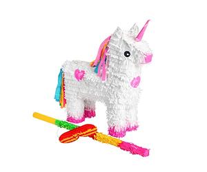 Fax Potato Unicorn Pinata, Rainbow Buster Stick and Blindfold Set (W43 x D13 x H55cm) Fill Your Own Kids Large Party Supplies Themed Birthday Fun Decoration Pinata for Kids Parties & Games