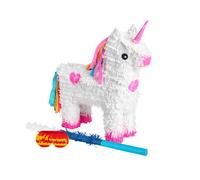 Fax Potato Unicorn Pinata Set with Stick and Blindfold - Blue Stick