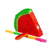 Fax Potato Watermelon Cardboard Pinata Set with Stick and Blindfold - Red