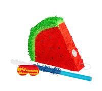 Fax Potato Watermelon Pinata, Blue Buster Stick and Blindfold Set (W42 x D9 x H36cm) Fill Your Own Kids Large Party Supplies Themed Birthday Accessory Fun Decoration Pinata for Kids Parties & Games