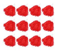 Faxco 12Pack Plastic Pom Poms Cheerleading Pom Poms Sports Dance Cheer Plastic Pom Pom for Rooters,Cheering Squard,Cheering Team (red)