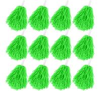Faxco 12Pack Plastic Pom Poms Cheerleading Pom Poms Sports Dance Cheer Plastic Pom Pom for Rooters,Cheering Squard,Cheering Team (Green)